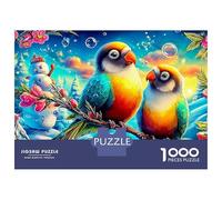 Pappagallo amore 1000 Piece Recycled Board Perruche inverno Puzzles for Adults Challenging Puzzle Full Size Poster Zero-gap Fit 52x38cm/1000pcs