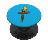 Pappagallo ara blu e giallo su un ramo di un albero PopSockets PopGrip Adesivo