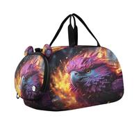 Pappagallo Arrabbiato Viola Borsa Sportiva da Nuoto e Palestra con Scomparto per Scarpe Borsa da Viaggio per Il Fine Settimana Borsone per Ragazzi