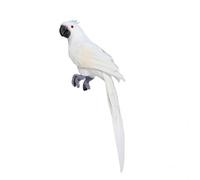 Pappagallo Artificiale con Posatoio Decorazione Pappagallo Ornamento Uccello Figurina Realistica Materiale Schiuma E Piume con E Becco Ricurvo Adatto per Tavolo Sorno Ufficio Giardino , Bianco , 45 Cm