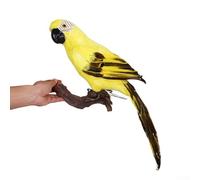 Pappagallo artificiale piumato, modello decorativo progettato per il posizionamento delle spalle realistico uccello finto per decorazione di interni ed esterni (giallo)