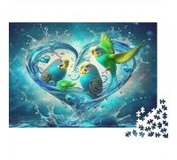 Pappagallo Blu Puzzle 1000 Pezzi Carta per Adulti Oceano Cuore Spruzzi Relax Mente Casa Decorazione Regalo 52x38cm/1000pcs