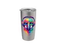Pappagallo che indossa cuffie e occhiali da sole EDM Rave Bird Art Bicchiere termico in acciaio inox doppia parete