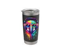 Pappagallo che indossa cuffie e occhiali da sole EDM Rave Bird Art Bicchiere termico in acciaio inox doppia parete