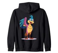 Pappagallo colorato in Stile Cartone con Piume Viola Felpa con Cappuccio