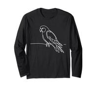 Pappagallo Disegno a Linee Uccello Illustrazione Maglia a Manica