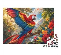 Pappagallo Fiore Giungla Puzzle, 1000 Pezzi Gioco Difficile per Adulti | 52x38cm Riduzione dello Stress, Decorazione Per Interni, Hobby Intellettuale, Cartone, Regalo Di Compleanno