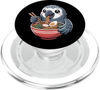 Pappagallo grigio africano kawaii che mangia il proprietario di uccelli ramen divertente PopSockets PopGrip per MagSafe