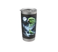 Pappagallo indiano ringneck che ulula alla luna anni '90 retrò uccello Bicchiere termico in acciaio inox doppia parete