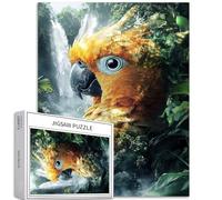 Pappagallo nella foresta 1000 pezzi puzzle per adulti cascata tropicale sfondo arte puzzle colorato fai da te per la decorazione della casa regali puzzle famiglia perfetto per serate di gioco 50 × 70