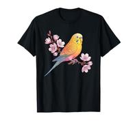 Pappagallo Parrocchetto Uccello Mamma Budgerigar Pappagallo Vintage Fiore Maglietta