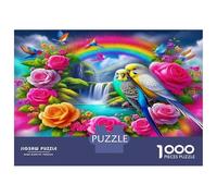 Pappagallo Puzzle da Assemblare Carta Pappagallo vicino alla Cascata e l'Arcobaleno Set Divertimento per la Famiglia Regalo per Calza di Natale 38x26cm/1000pezzi