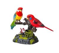 Pappagallo Ripetitore Figurina Decorativa Statua da Tavolo in Plastica con Sensore Audio Risposta Al Occhi Espressivi Restiche , Rosso E Verde , Modello Ricaricabile