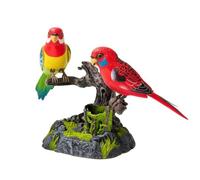 Pappagallo Ripetitore Figurina Decorativa Statua da Tavolo in Plastica con Sensore Audio Risposta Al Occhi Espressivi Restiche , Rosso E Verde , size to 3