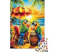 Pappagallo Tropicale Puzzle 1000 Pezzi Carta per Adulti Tramonto sulla Spiaggia Gioco di Puzzle 1000 Pezzi Relax Decorazione Regalo Famiglia 38x26cm/1000pcs