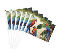 Pappagallo Uccelli e Albero Tropicale Stampa Palmare Bandiera Pole Bandiere Portatili Decorazione Eventi Versatile Uso Attività di Gruppo