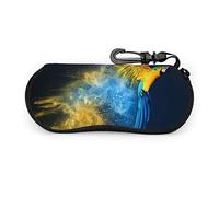 Pappagallo volante su occhiali da sole in polvere colorata Custodia morbida Cerniera in neoprene portatile ultraleggera con custodia per occhiali con clip da cintura