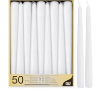 Papstar 17966 Cylinder White - Candele di cera, Confezione da 50 pezzi