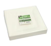 PAPSTAR 50 piatti di canna da zucchero, rettangolari, 26 cm x 26 cm, colore bianco
