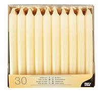 Papstar | 30 Candele da Tavola, Dimensioni Ø 2,15 cm x 19,6 cm, Colore Crema, 30 Candele x 1 Confezione