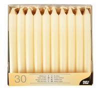 Papstar | 30 Candele da Tavola, Dimensioni Ø 2,15 cm x 19,6 cm, Colore Crema, 30 Candele x 1 Confezione