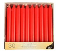 Papstar | 30 Candele da Tavola, Dimensioni Ø 2,15 cm X 19,6 cm, Colore Rosso, 30 Candele x 1 Confezione