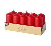 10 candele pilastro Ø 40 mm · 90 mm rosso - 17918