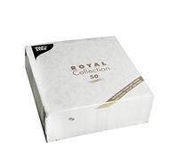 PAPSTAR - "Royal Collection" #84994, 50 tovaglioli piegati a 1/4, 40 cm x 40 cm, colore bianco "Damascato"