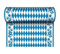 Papstar, runner da tavolo, 24 m x 40 cm, in Airlaid simile al tessuto, con stampa in blu, su rotolo, tovaglia a rombi tipici bavaresi, stile Oktoberfest