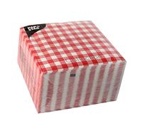 PAPSTAR Tovaglioli con motivo a quadri Vichy, 330 x 330 mm, stampati, 14 pieghe, 3 strati, tessuto a quadretti rossi e bianchi, 1 pezzo (87102)
