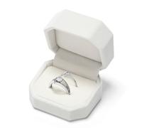 Papten Astuccio per Gioielli per Anello, in Velluto Bianco Doppia Scatola per Anello, Confezione Regalo, per Proposta di Matrimonio (escluso Gioiello)
