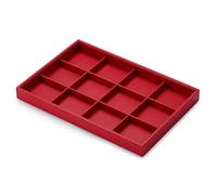 Papten vassoio portagioie in pelle impilabile, cassetto portagioie inserto organizzatore di gioielli 12 scomparti per bracciale, 35x24x3cm (rosso vino)