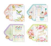 Papyrus Assortimento di biglietti di compleanno in scatola, fiori e candele (4 pezzi)
