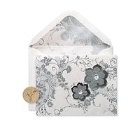 Papyrus Biglietti vuoti con buste, pizzo e fiori con glitter (8 pezzi)