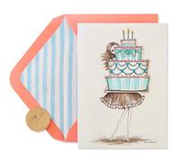 Papyrus Biglietto di auguri di compleanno per sorella, disegnato da Bella Pilar (Girl Holding Cake)