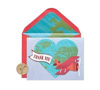 Papyrus Globe con piano a mano boxed Thank You note Cards, 8-count Globe with Plane