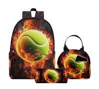 PAQGSREM 3 zaini per la scuola per ragazzi e ragazze, zaino per bambini per studenti delle scuole elementari e medie, grande capacità, 43 cm, con scatola per il pranzo e astuccio (Panda), Tennis 01,