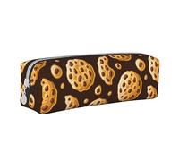 PAQGSREM Astuccio per matite con motivo biscotti con gocce di cioccolato, portapenne, astuccio in pelle, organizer con cerniera, per cosmetici e trucchi, Come nella foto, Taglia unica, Astuccio per