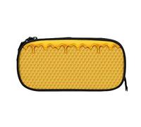 PAQGSREM Astuccio per matite con stampa a nido d'ape e miele con ape, grande capacità, portapenne, astuccio organizer per cosmetici, con cerniera, Come nella foto, Taglia unica, Astuccio per matite