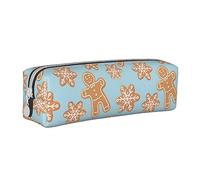 PAQGSREM Astuccio per matite con stampa di pan di zenzero e fiocco di neve di Natale, portapenne in pelle, organizer con cerniera, per cosmetici e trucchi, Come nella foto, Taglia unica, Astuccio per