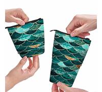 PAQGSREM Astuccio portamatite a forma di sirena con motivo squame di pesce, colore: foglia di tè, astuccio per matite e trucchi, idea regalo, Multicolore 39, Taglia unica, Astuccio per matite