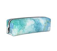 PAQGSREM Blu Bianco Marmo Texture Astratto Oceano Arte Matita Astuccio Portapenne Astuccio Astuccio in Pelle Astuccio Organizer Cerniera Cosmetici Trucco Storage Bag, Come nella foto, Taglia unica,