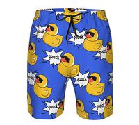 PAQGSREM Costume da bagno da uomo ad asciugatura rapida, pantaloncini da spiaggia con tasche, costume da bagno atletico, corsa, surf, allenamento, pantaloncini sportivi, Anatra, XL