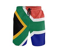 PAQGSREM Costume da bagno da uomo con bandiera del Porto Rico, ad asciugatura rapida, pantaloncini da spiaggia con fodera in rete e tasche, Bandiera sudafricana, L