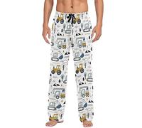 PAQGSREM Pantaloni da pigiama da uomo con tasche, pantaloni da notte da uomo, Escavatore Bulldozer Trattore Multi- Truck, L