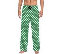 PAQGSREM Pantaloni da pigiama da uomo con tasche, pantaloni da notte da uomo, Multi- Verde Pois, XL