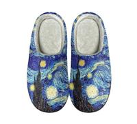 PAQGSREM Pantofole per donne adolescenti adulti, pantofole da donna per camera da letto, taglia 38-42, 0 Notte stellata di Van Gogh, 9 UK Men/ 10 UK Women Wide