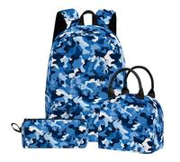 PAQGSREM Set di 3 zaini per ragazzi e ragazze, set di zaini per la scuola per bambini con borsa per il pranzo e astuccio, zaino leggero da 43 cm, set 3 in 1 per adolescenti, studenti delle scuole