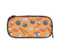 PAQGSREM Simpatico astuccio con stampa di sushi, grande capacità, portapenne, astuccio organizer per cosmetici, con cerniera, Come nella foto, Taglia unica, Astuccio per matite