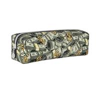 PAQGSREM Vintage American Cento Dollaro Bills Stampa Matita Astuccio Portapenne Astuccio In Pelle Matita Borse Box Organizer Cerniera Cosmetici Trucco Storage Bag, Come nella foto, Taglia unica,